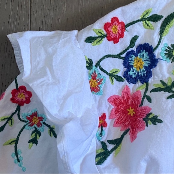 Zara Kids Floral Embroidered Ruffle Shirt - Picture 3 of 6